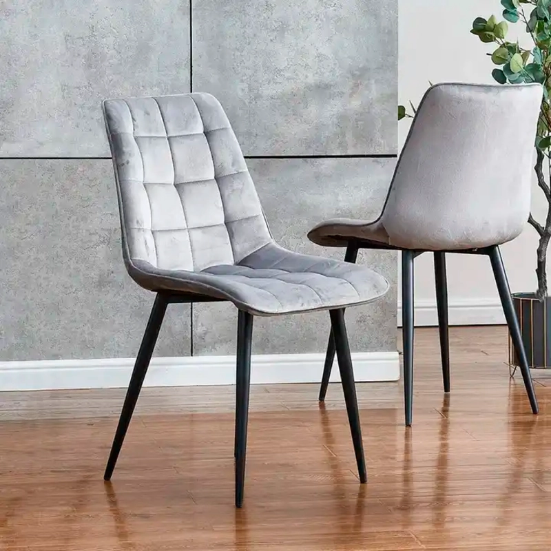 PACK 6 SILLA O SITIAL CUADROS DE FELPA PARA COMEDOR O LIVING GRIS - 3
