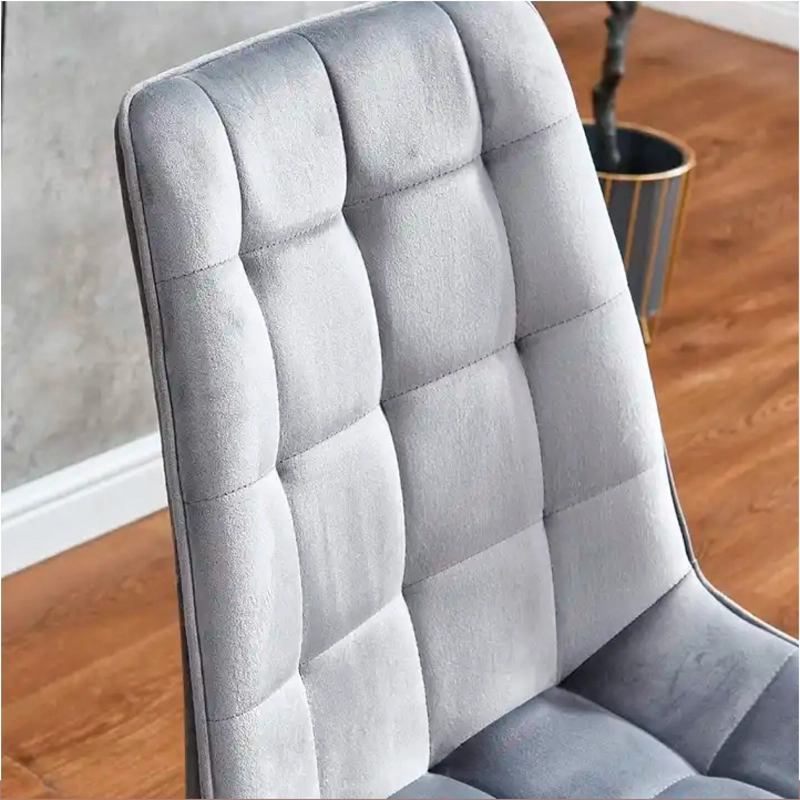 PACK 6 SILLA O SITIAL CUADROS DE FELPA PARA COMEDOR O LIVING GRIS - 4