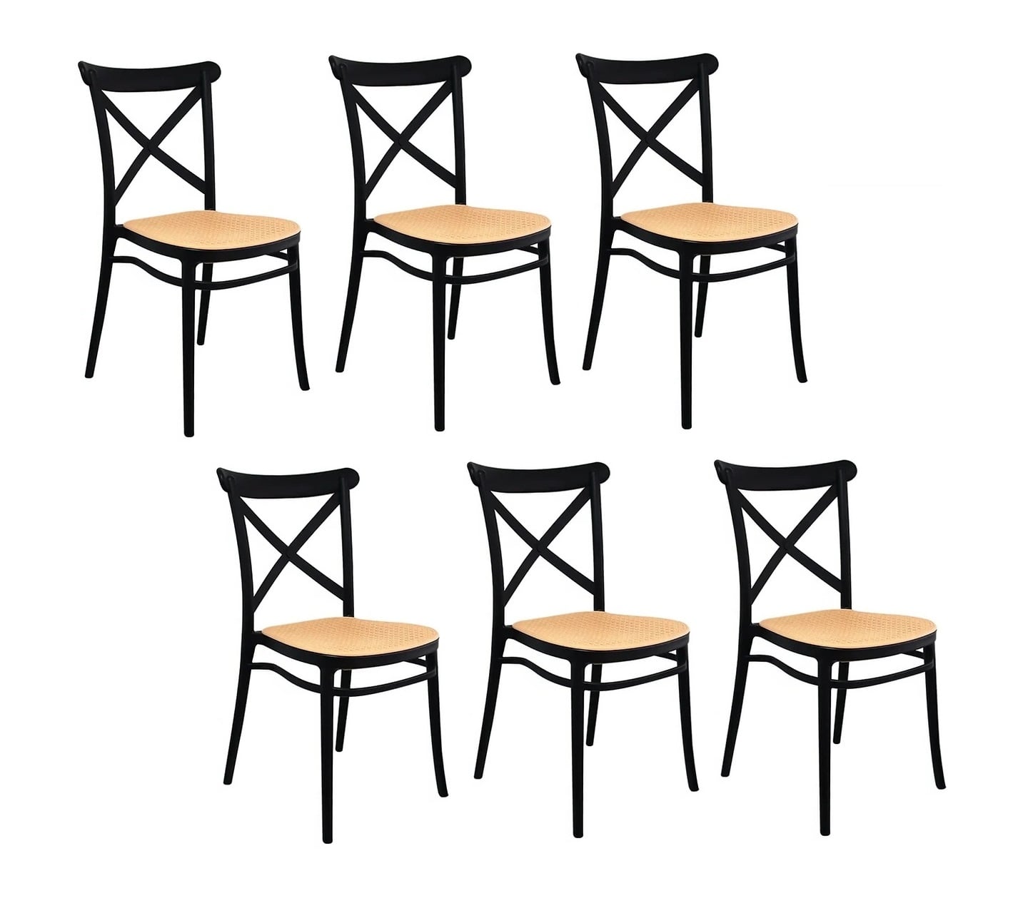 PACK HABITA2 NEGRO 6 SILLA CROSSBACK POLIPROPILENO TOP - 1