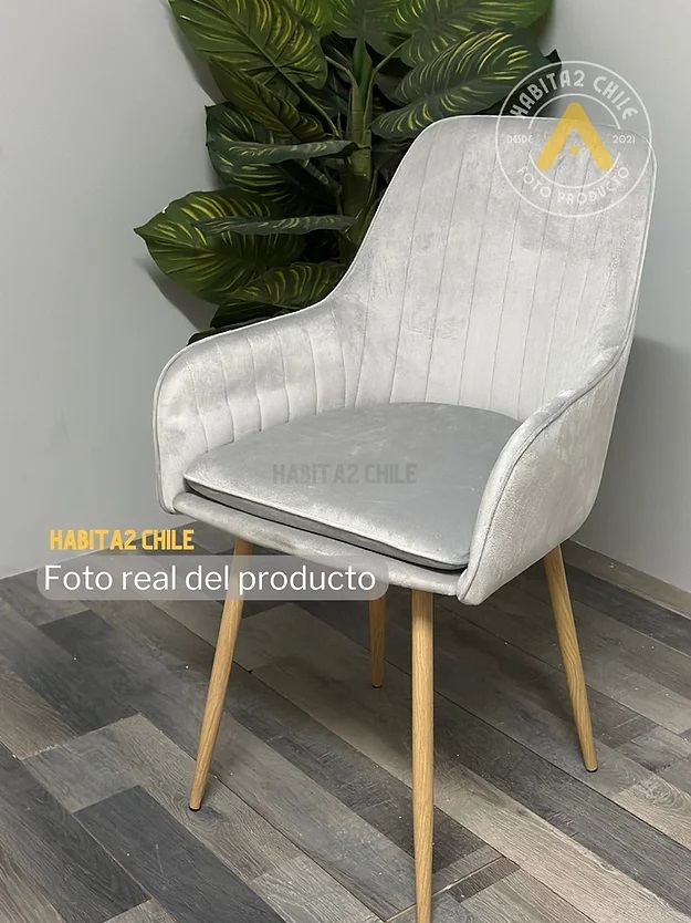 PACK HABITA2 ACERO TERCIOPELO GRIS 2 SILLA POLTRONA O SITIAL LINEAL WOOD - 1