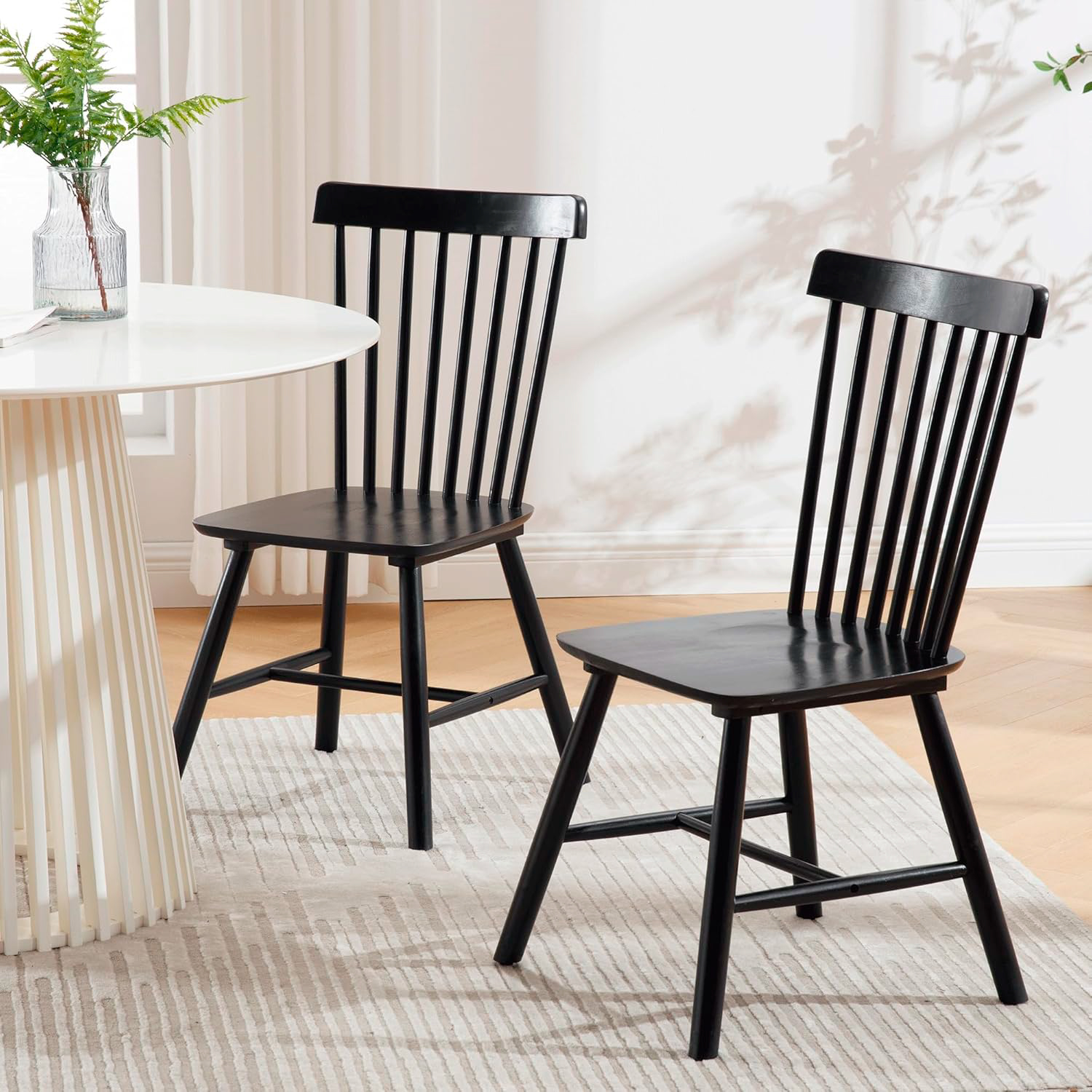 PACK 2 SILLA DE COMEDOR WINDSOR DE MADERA - NEGRO - 2