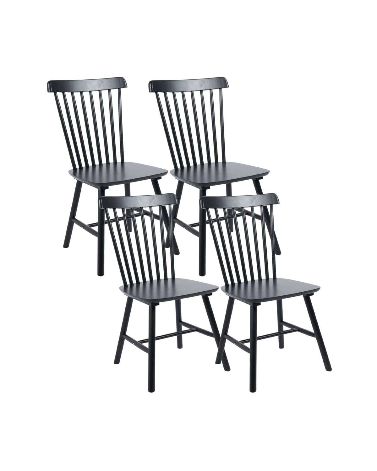 PACK 4 SILLA DE COMEDOR WINDSOR DE MADERA - NEGRO - 1