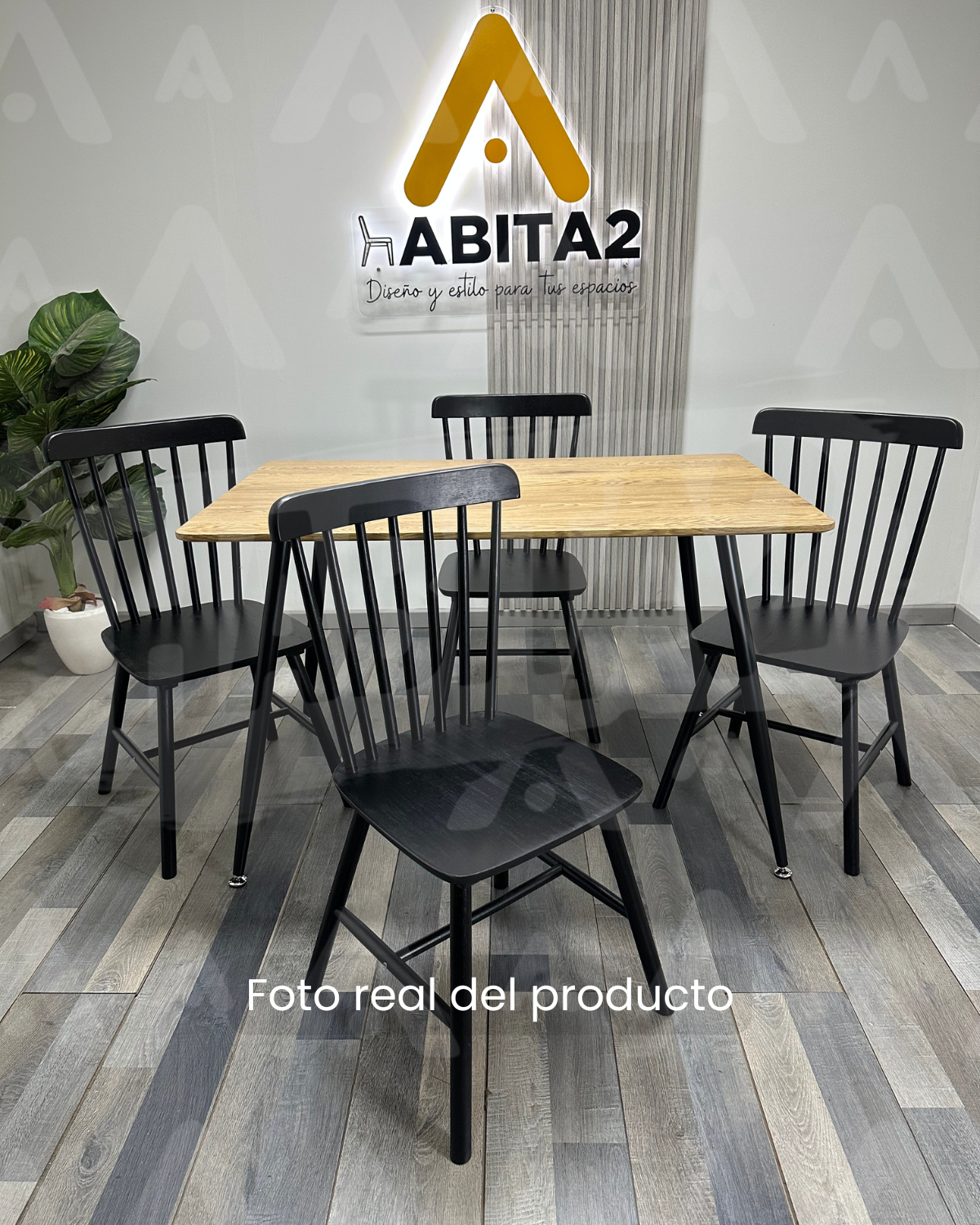 PACK 6 SILLA DE COMEDOR WINDSOR DE MADERA - NEGRO - 2