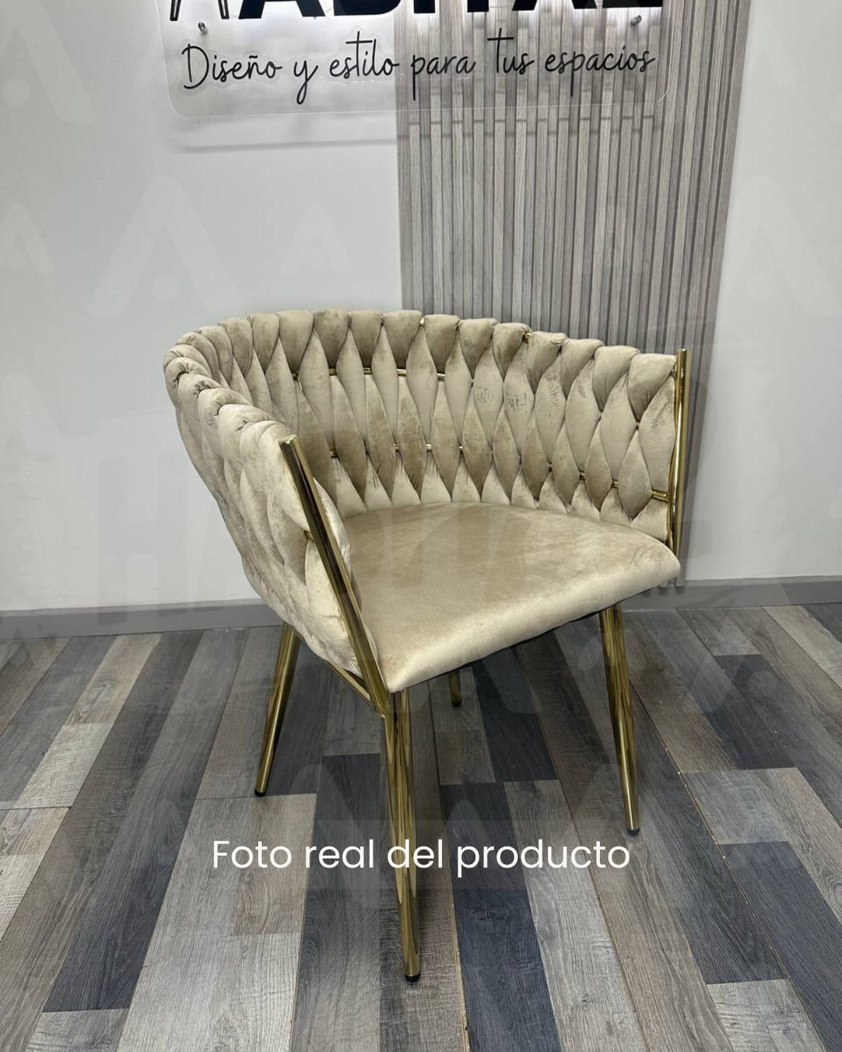 SILLA SITIAL ELEGANTE QUEEN TERCIOPELO - BEIGE - 3