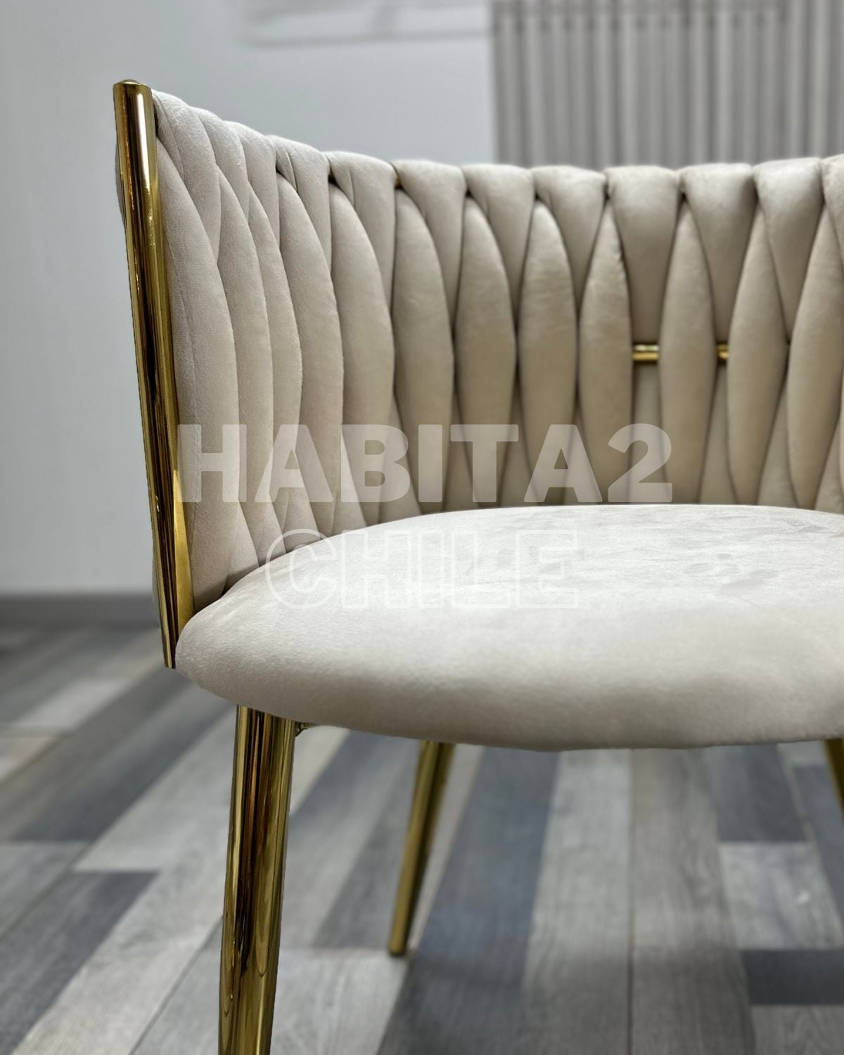 SILLA SITIAL ELEGANTE QUEEN TERCIOPELO - BEIGE - 5