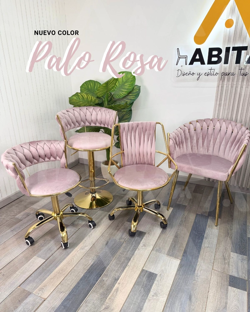 SILLA SITIAL ELEGANTE QUEEN TERCIOPELO - ROSA - 3