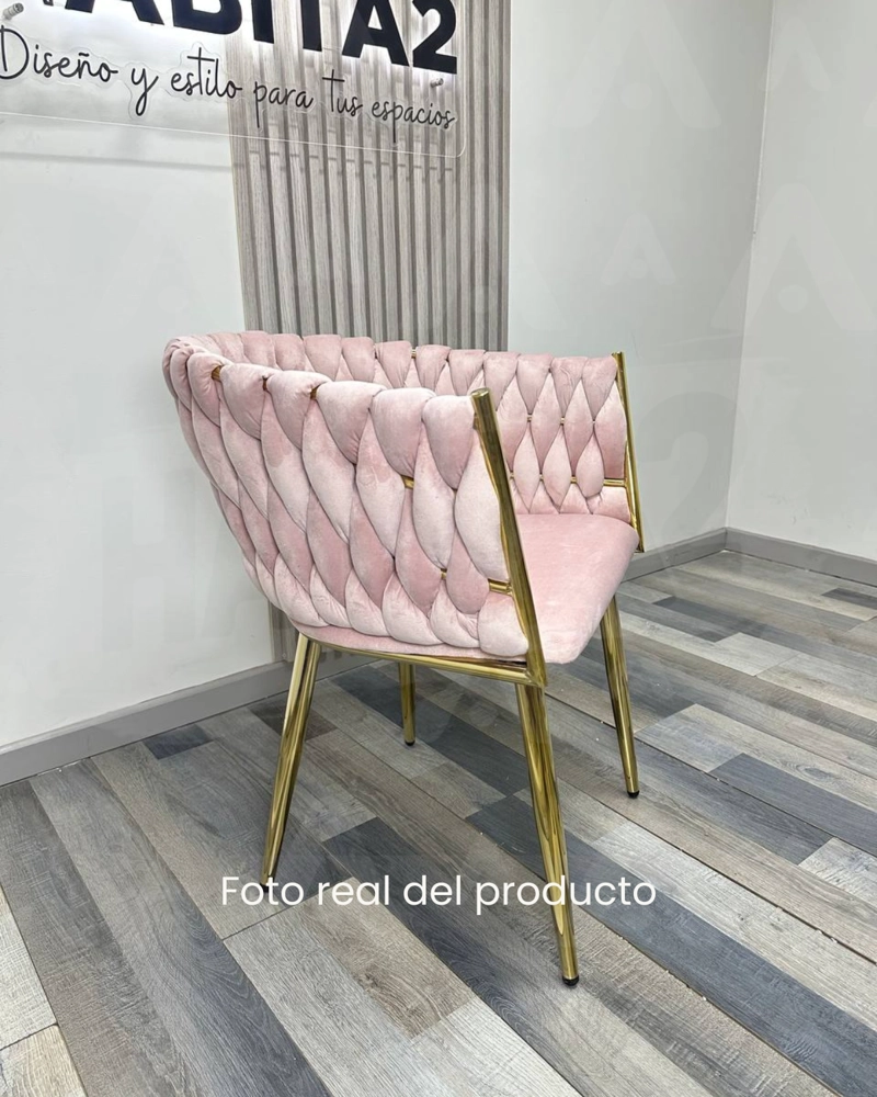 SILLA SITIAL ELEGANTE QUEEN TERCIOPELO - ROSA - 4