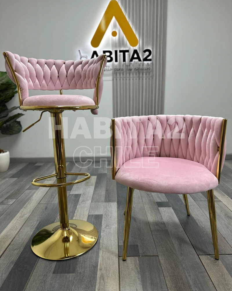 SILLA SITIAL ELEGANTE QUEEN TERCIOPELO - ROSA - 5