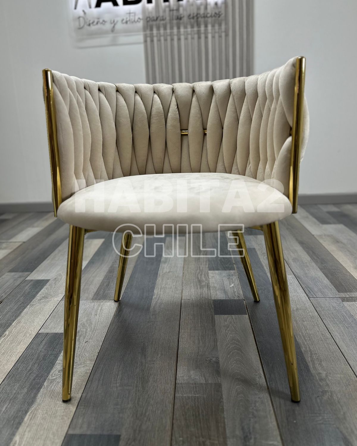 PACK 2 SILLAS SITIALES ELEGANTES QUEEN TERCIOPELO - BEIGE - 4