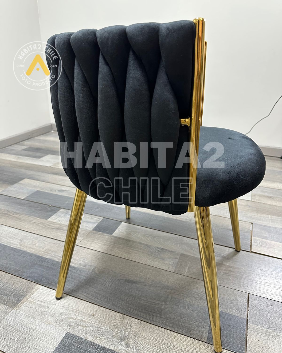 PACK 2 SILLAS SITIALES ELEGANTES QUEEN TERCIOPELO - NEGRO - 4