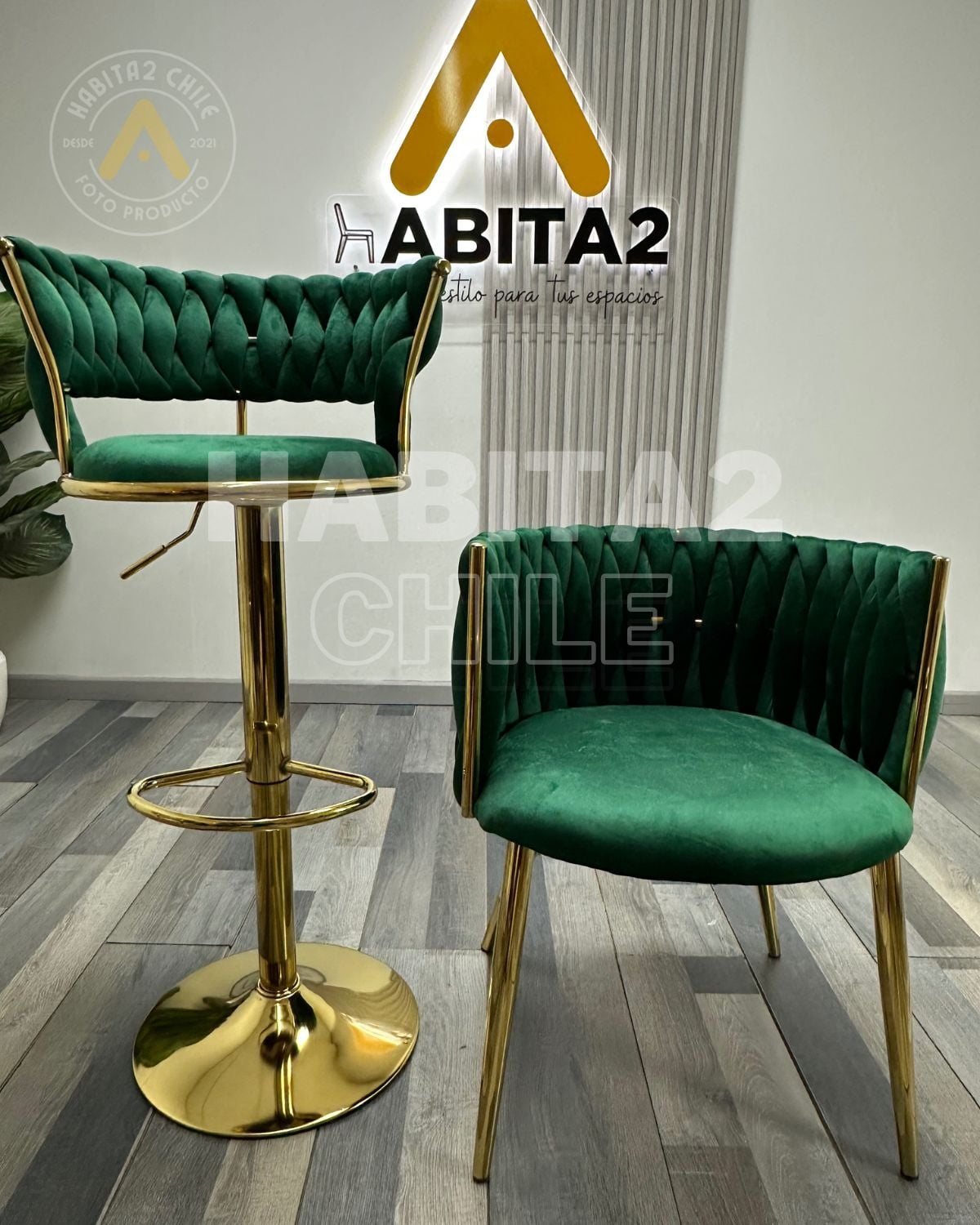 PACK 2 SILLAS SITIALES ELEGANTES QUEEN TERCIOPELO - VERDE - 4
