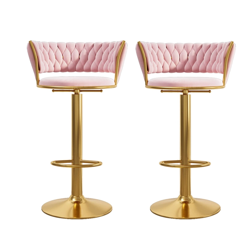 PACK 2 TABURETE PISO BAR QUEEN BASE COLOR DORADO - ROSADO - 1
