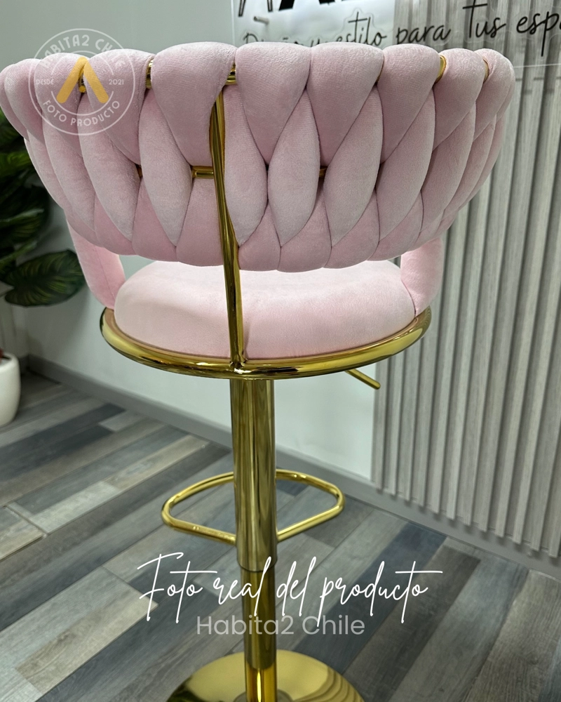 PACK 2 TABURETE PISO BAR QUEEN BASE COLOR DORADO - ROSADO - 3