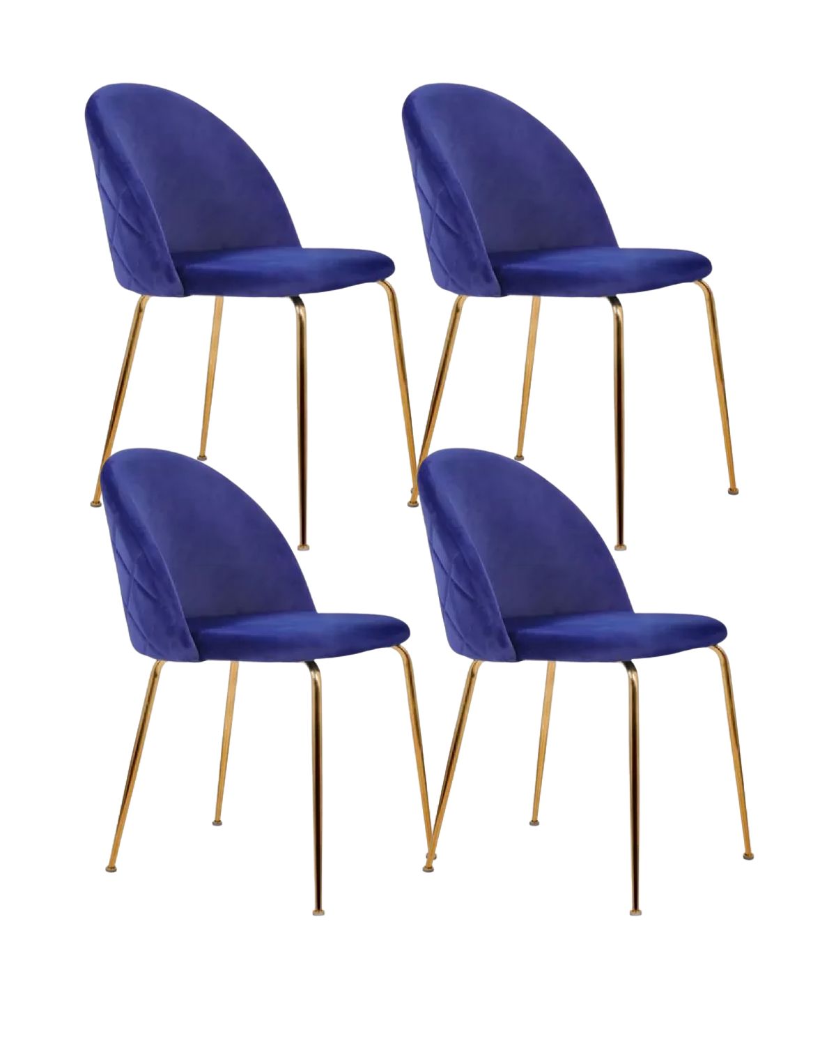 PACK 4 SILLA SITIAL TERCIOPELO GOLD - AZUL - 1