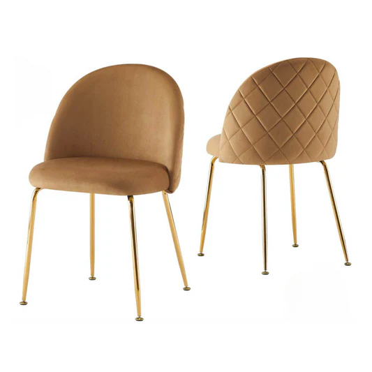 PACK 2 SILLA SITIAL TERCIOPELO GOLD - CAFE - 2