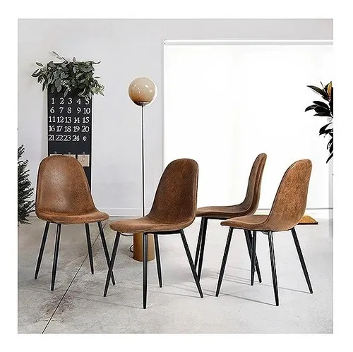 PACK 4 SILLAS DE COMEDOR CON ASIENTO TRENDY ECOCUERO TOP CON PATAS NEGRAS - 8