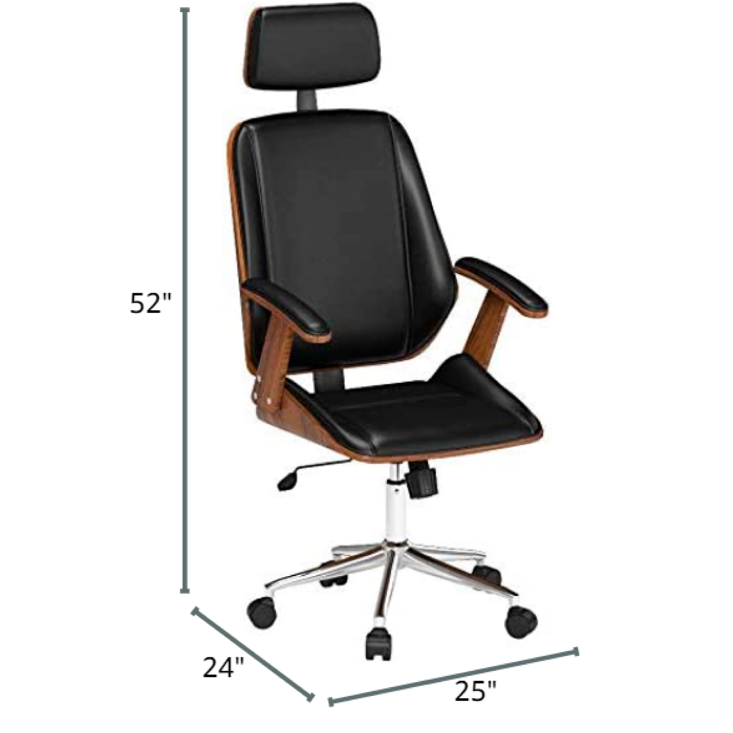 SILLA DE ESCRITORIO ERGONOMICA GIRATORIA TAYLOR NEGRO CON APOYABRAZOS MADERA Y RESPALDO CABEZA - 2