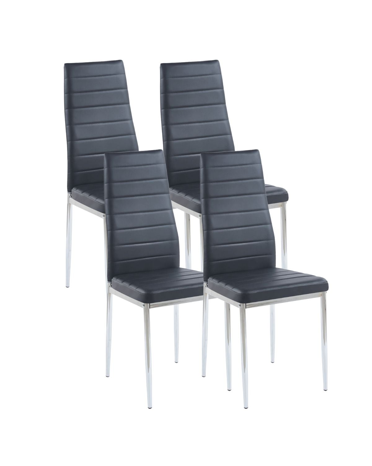 PACK 4 SILLAS DE COMEDOR ASIENTO ACOLCHADO RESPALDO ALTO DINING - NEGRO - 1