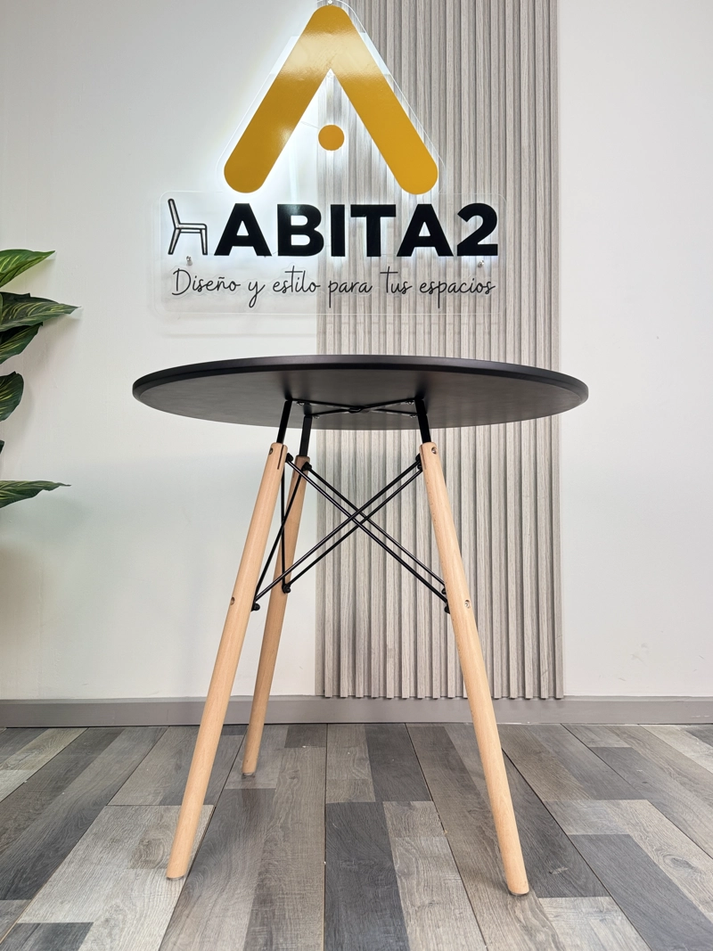 JUEGO DE COMEDOR SILLA URBAN MESA 100CM NEGRO DISEÑO EAMES NEGRO - 4 SILLAS NEGRO - 3