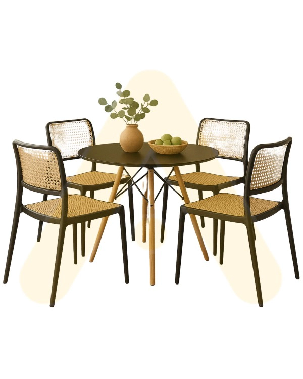 JUEGO DE COMEDOR SILLA URBAN MESA 80CM NEGRO DISEÑO EAMES NEGRO - 4 SILLAS NEGRO - 1