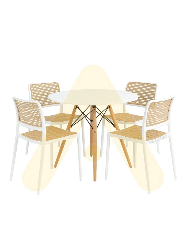 JUEGO DE COMEDOR MESA EAMES 80CM BLANCO - 4 SILLAS URBAN BLANCA - 1