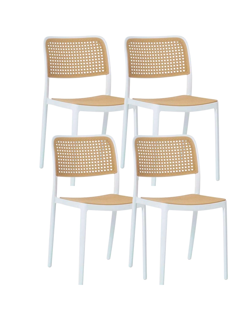 JUEGO DE COMEDOR MESA EAMES 80CM BLANCO - 4 SILLAS URBAN BLANCA - 5