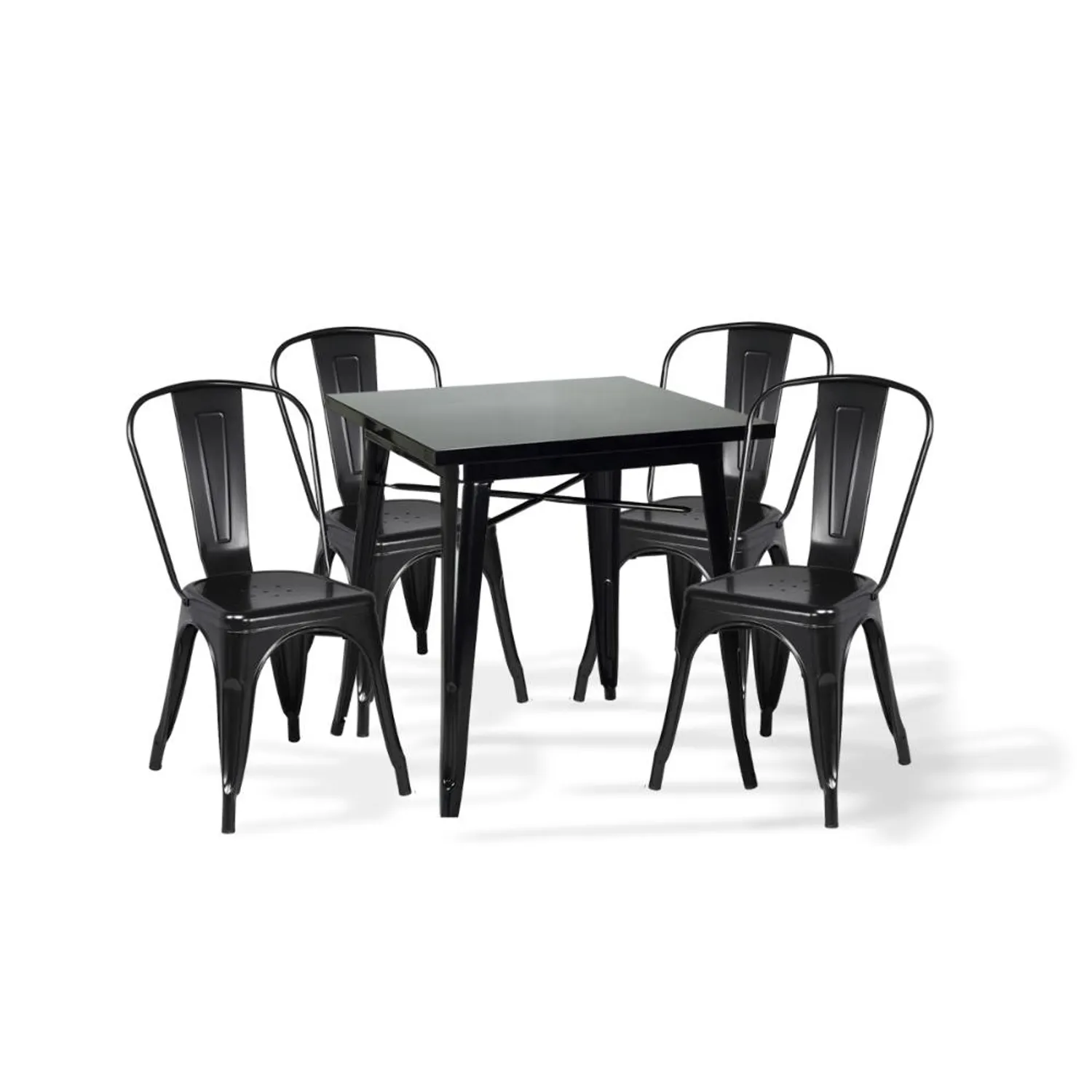 COMEDOR TOLIX ACERO RESISTENTE 80X80 NEGRO - 4 SILLAS NEGRAS - 1