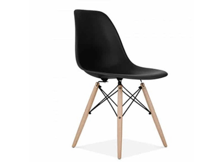 SET DE COMEDOR 4 PUESTOS MESA X 140CM SIMIL MADERA SILLA EAMES - NEGRO - 4