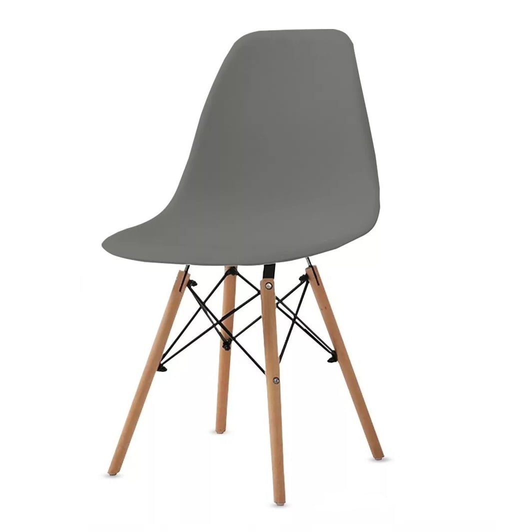SET DE COMEDOR 4 PUESTOS MESA X 140CM SIMIL MADERA SILLA EAMES - GRIS - 3