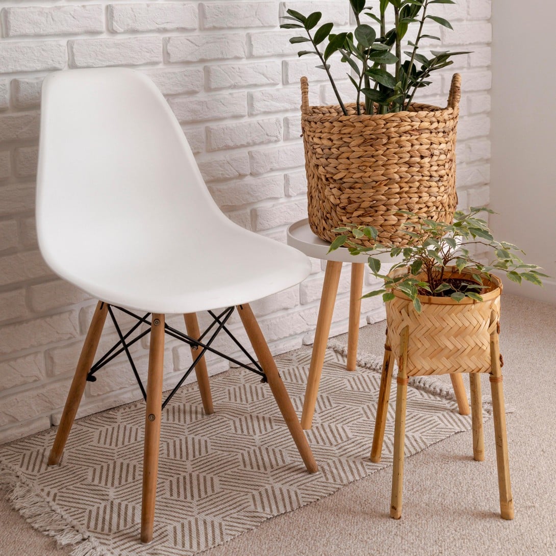 SET DE COMEDOR 4 PUESTOS MESA X 140CM SIMIL MADERA SILLA EAMES - BLANCO - 3
