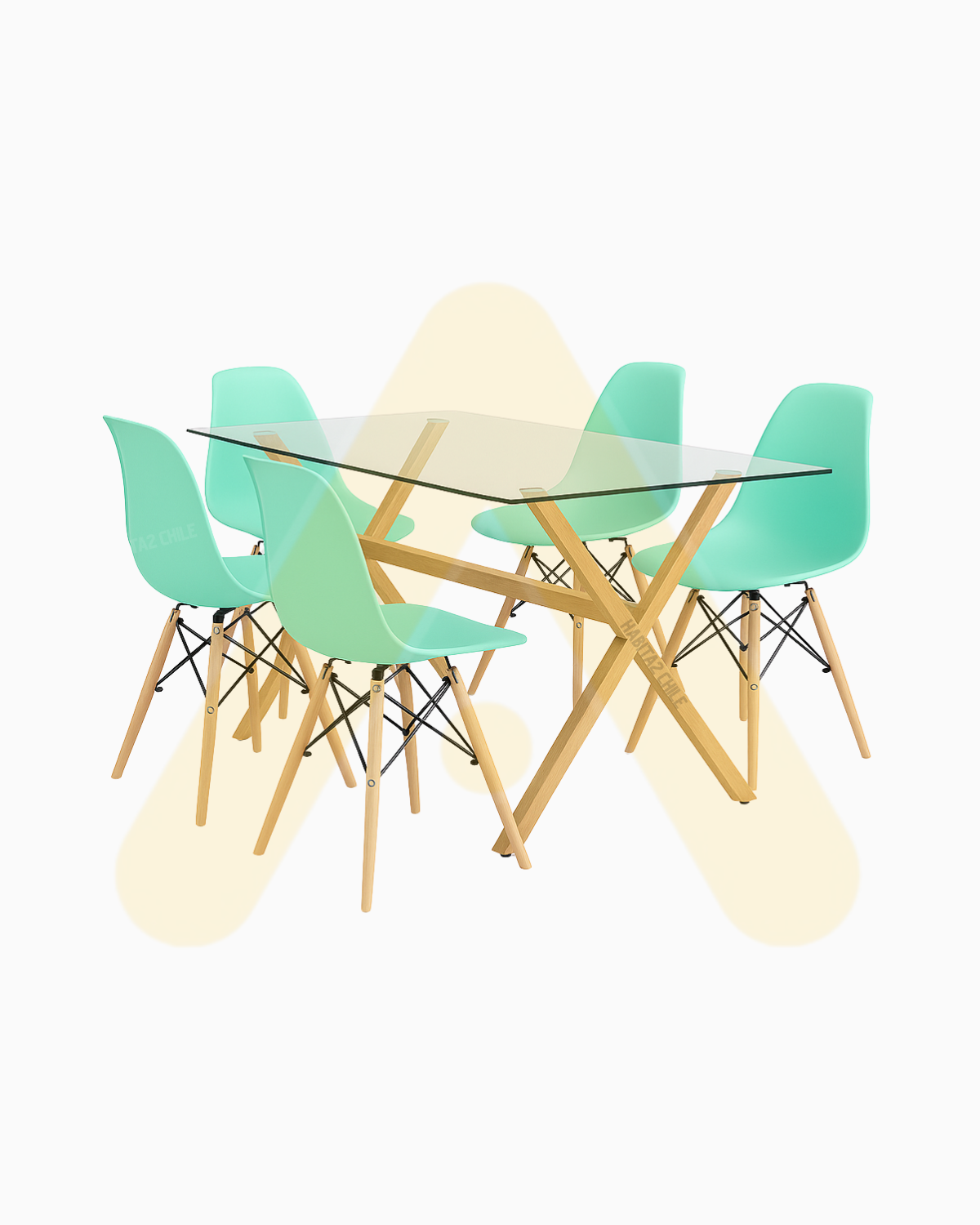 SET DE COMEDOR 4 PUESTOS MESA X 140CM SIMIL MADERA SILLA EAMES - MENTA - 1
