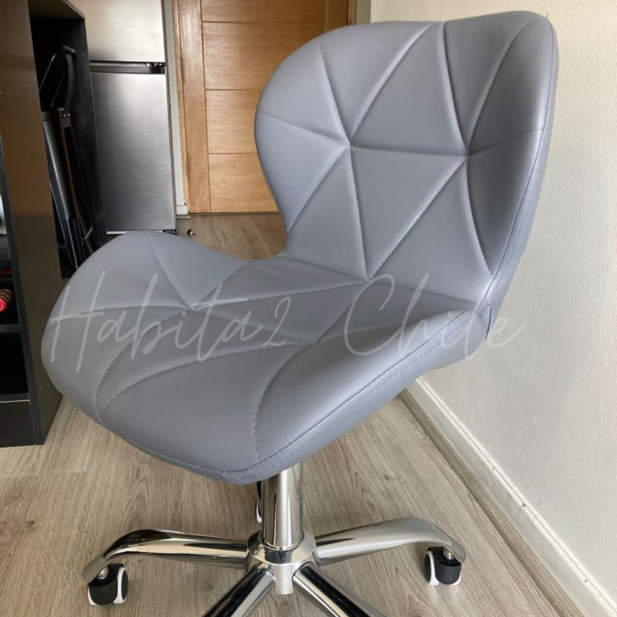 PACK 2 SILLAS WORK MARIPOSAS SILLA ALTURA AJUSTABLE CON RUEDAS + SILLA FIJA BASE MADERA - GRIS - 3