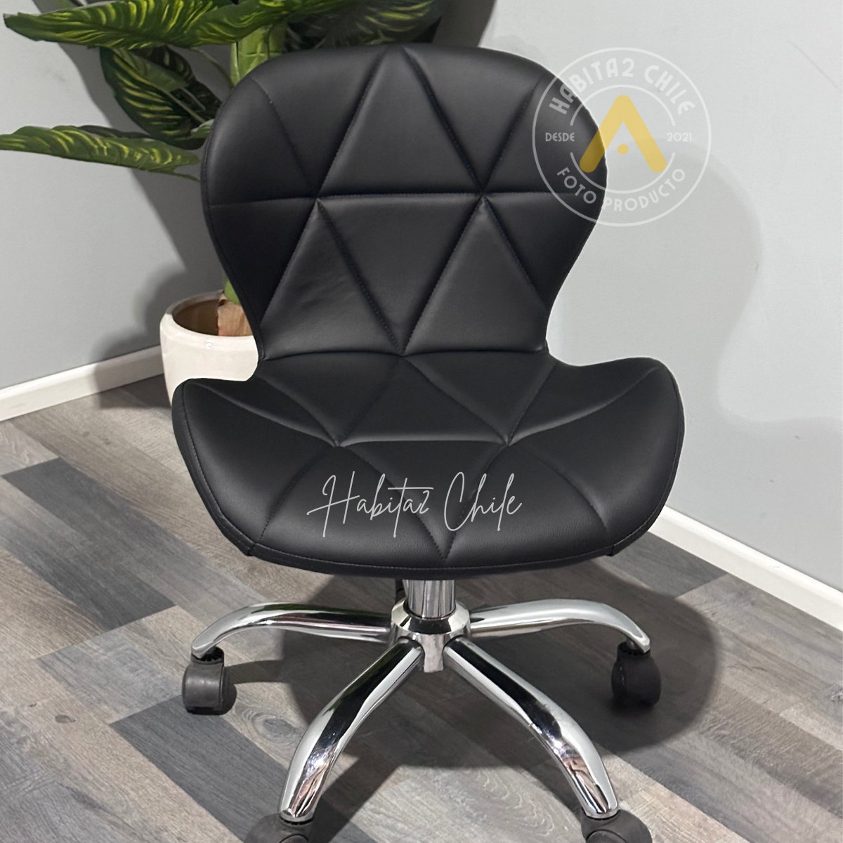 PACK 2 SILLAS WORK MARIPOSAS SILLA ALTURA AJUSTABLE CON RUEDAS + SILLA FIJA BASE MADERA - NEGRO - 3