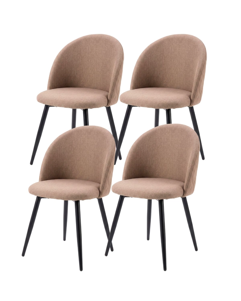 PACK 4 SILLAS DE COMEDOR NORDIC TAPIZ LINO DIAMANTE - BEIGE - 1