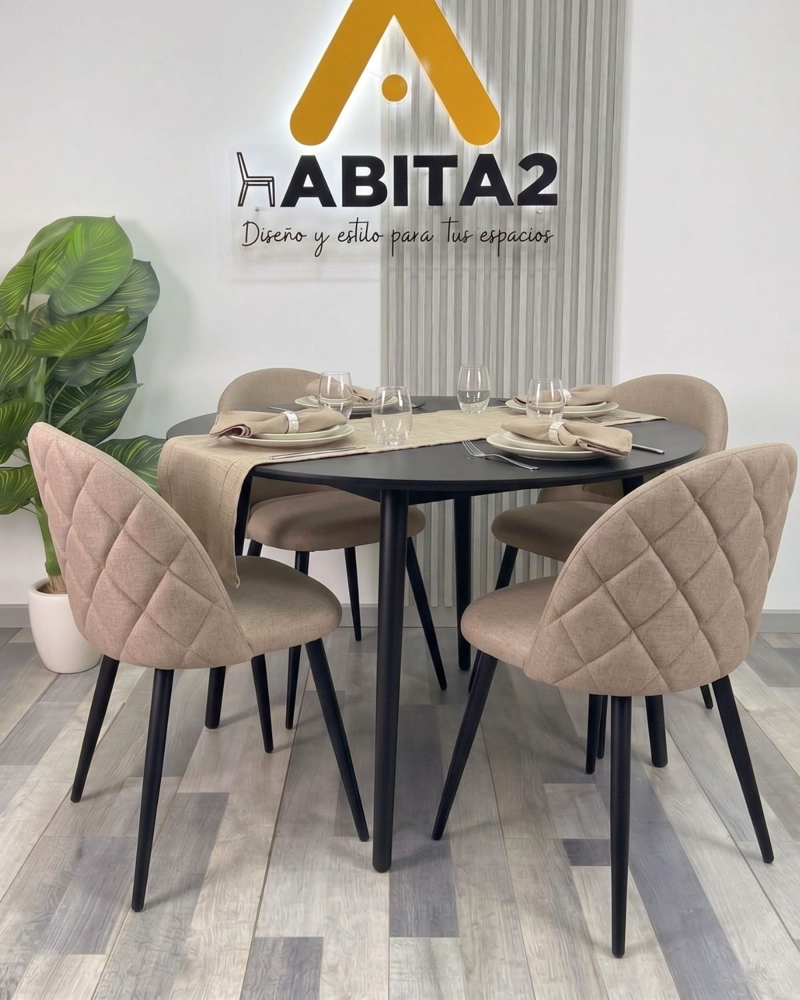 PACK 4 SILLAS DE COMEDOR NORDIC TAPIZ LINO DIAMANTE - BEIGE - 3