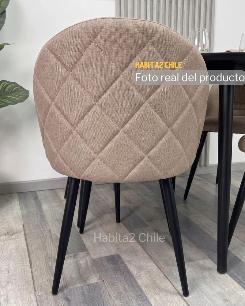 PACK 4 SILLAS DE COMEDOR NORDIC TAPIZ LINO DIAMANTE - BEIGE - 4