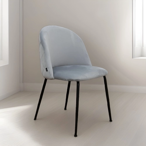 PACK 4 SILLAS DE COMEDOR NORDIC TAPIZ LINO DISEÑO DIAMANTE BASE NEGRA METALICA ELEGANTE - GRIS - 2