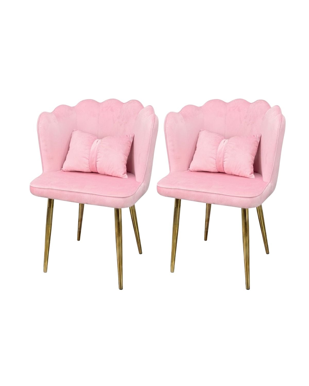 PACK 2 SILLAS SITIAL FANCY CON RESPALDO PETALO FELPA PARA SALON TOCADOR SILLA CORONA - ROSADO - 1
