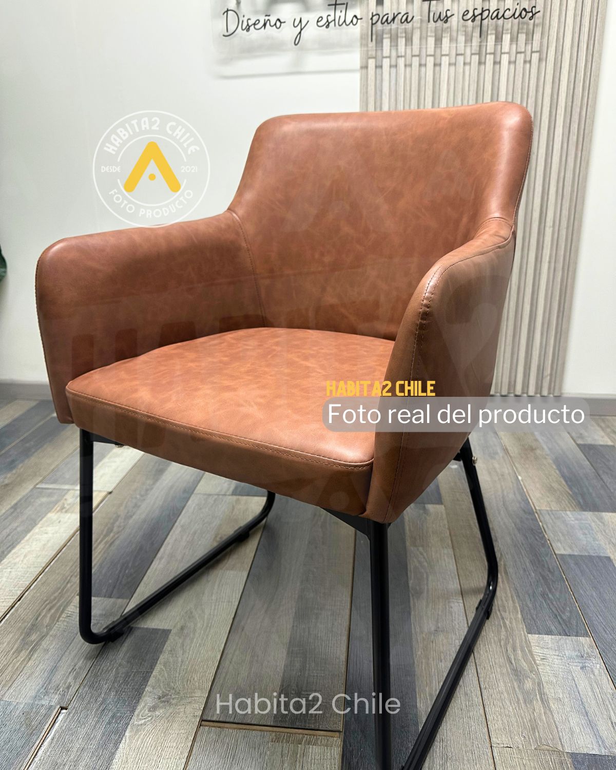 POLTRONA O SITIAL LEAH ASIENTO CUERO SINTETICO CON BASE INNOVADORA EN COLOR NEGRO - 2