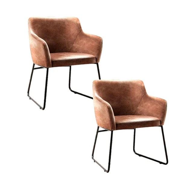 PACK 2 POLTRONAS O SITIALES LEAH ASIENTO CUERO SINTETICO CON BASE EN COLOR NEGRO - 1