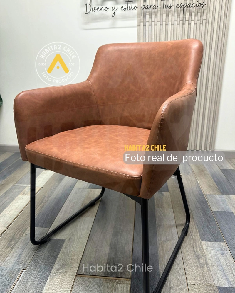 PACK 2 POLTRONAS O SITIALES LEAH ASIENTO CUERO SINTETICO CON BASE EN COLOR NEGRO - 2