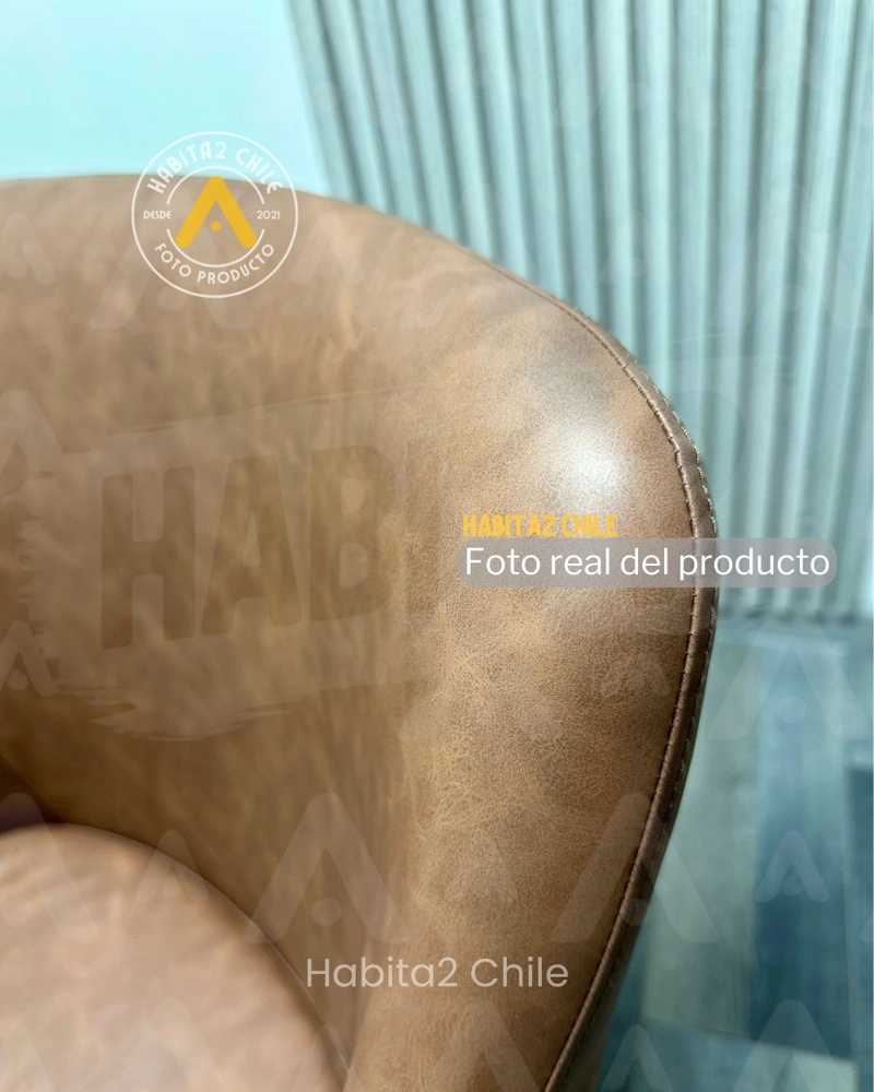 PACK 2 POLTRONAS O SITIALES LEAH ASIENTO CUERO SINTETICO CON BASE EN COLOR NEGRO - 3