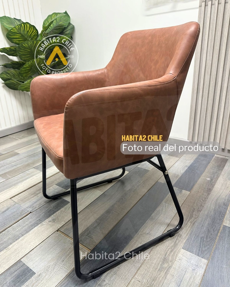 PACK 2 POLTRONAS O SITIALES LEAH ASIENTO CUERO SINTETICO CON BASE EN COLOR NEGRO - 5