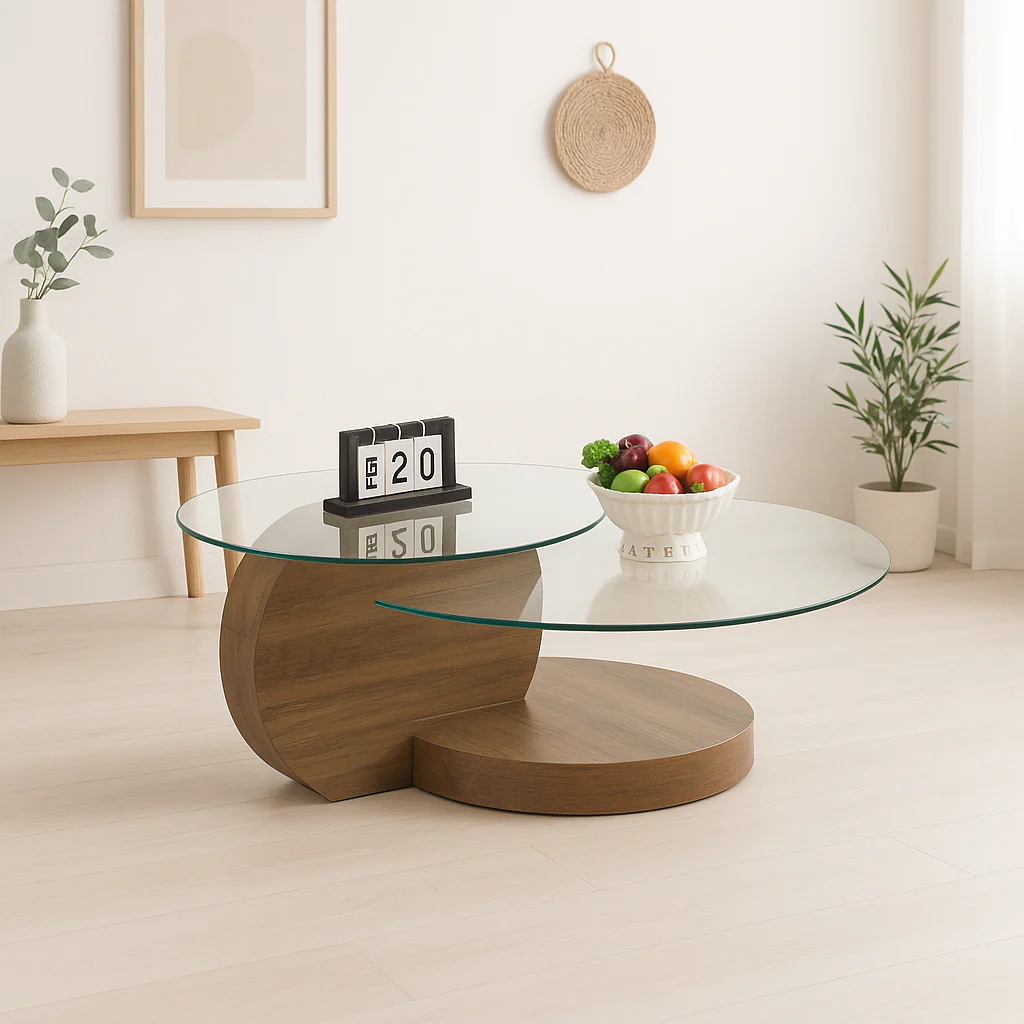 MESA DE CENTRO 70CM MODERNO VIDRIO REDONDO 3 NIVELES GLASSY - 1