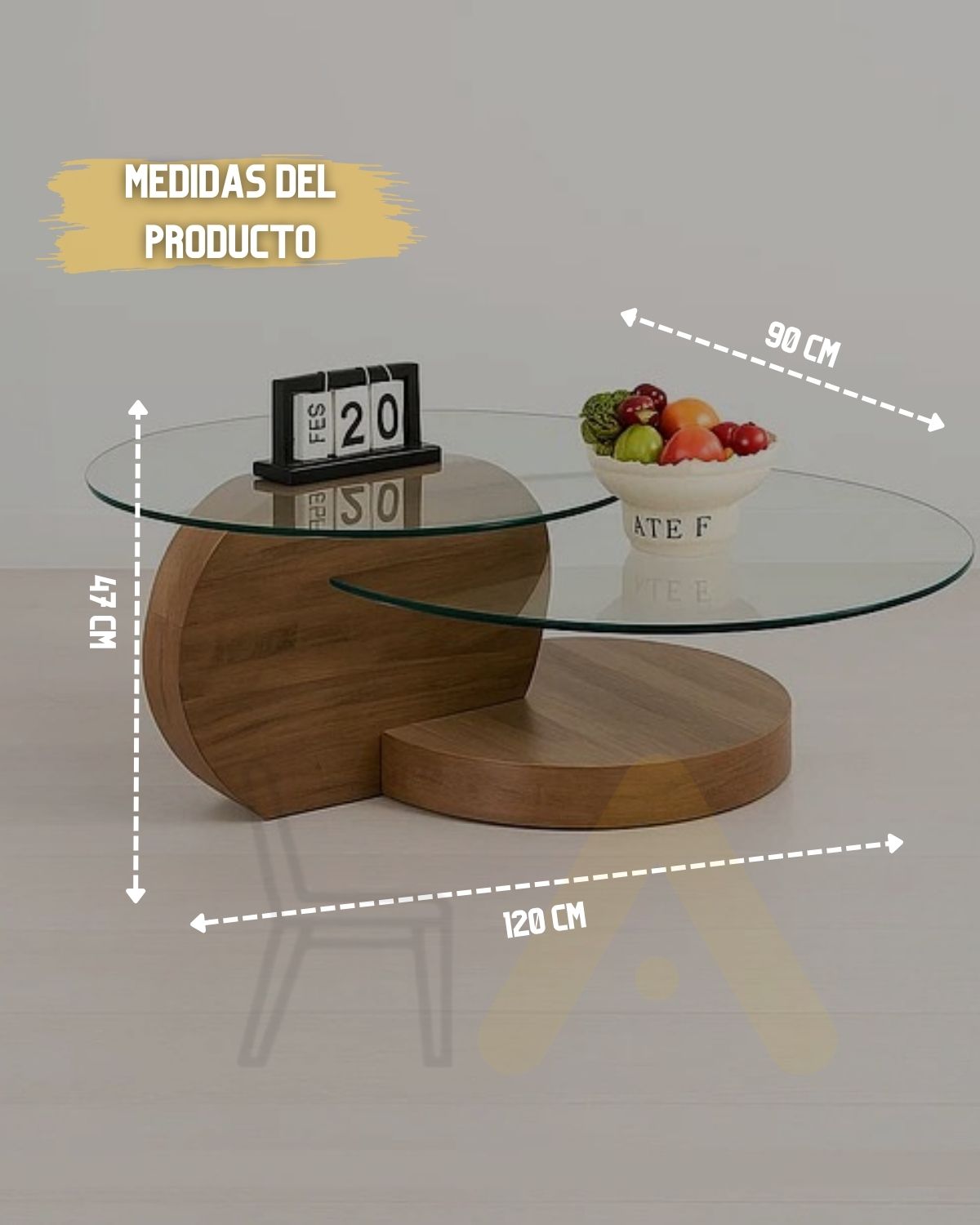 MESA DE CENTRO 70CM MODERNO VIDRIO REDONDO 3 NIVELES GLASSY - 5