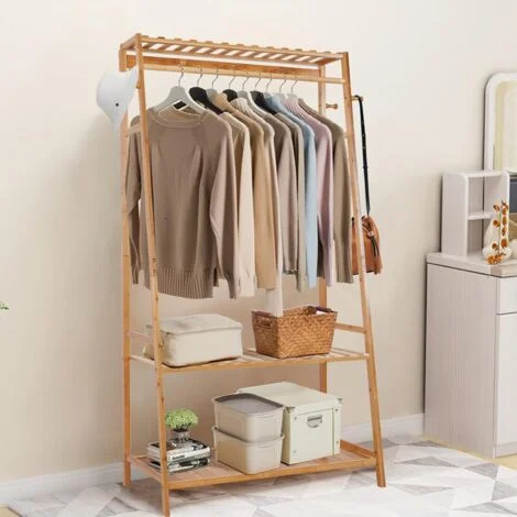 PERCHERO COLGANTE BAMBU 3 NIEVLES ORGANIZADOR DE CLOSET - 2