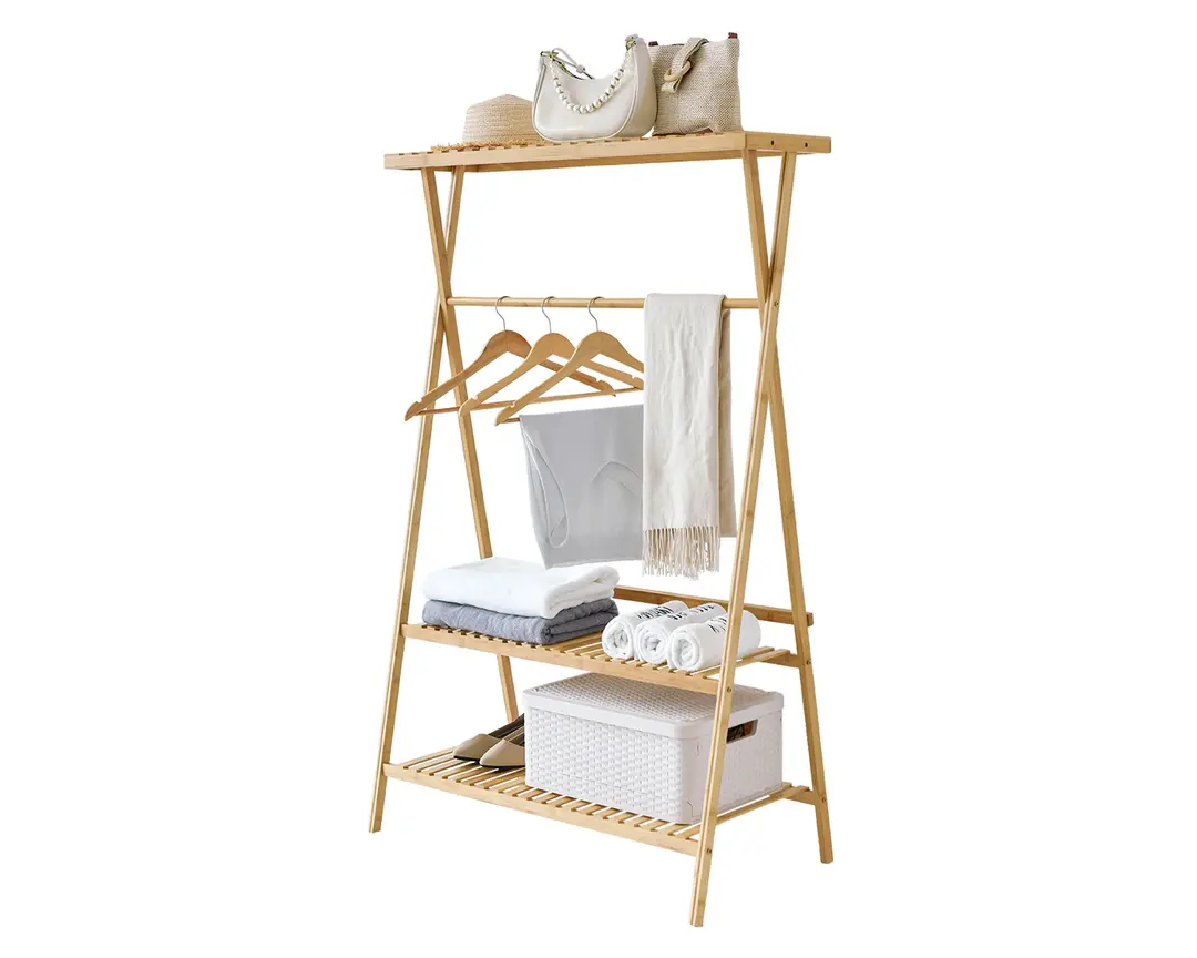 PERCHERO COLGANTE BAMBU 3 NIEVLES ORGANIZADOR DE CLOSET - 3