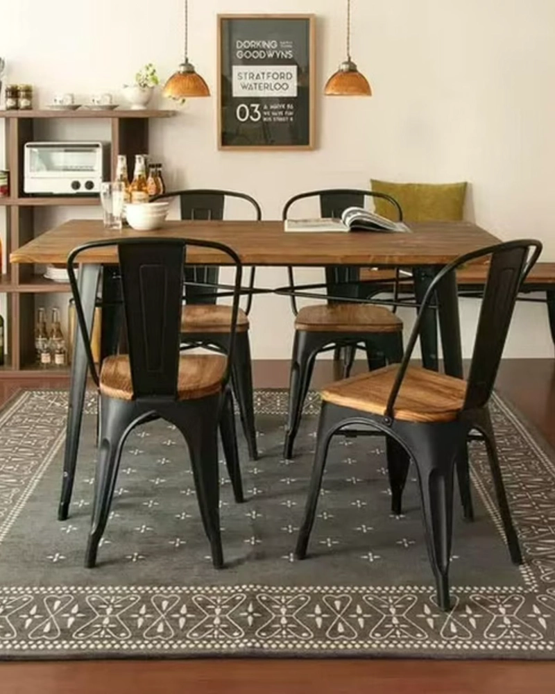 MESA TOLIX CUBIERTA DE MADERA EXTERIOR RECTANGULAR 140CM PATAS METALICAS RESISTENTES - 4