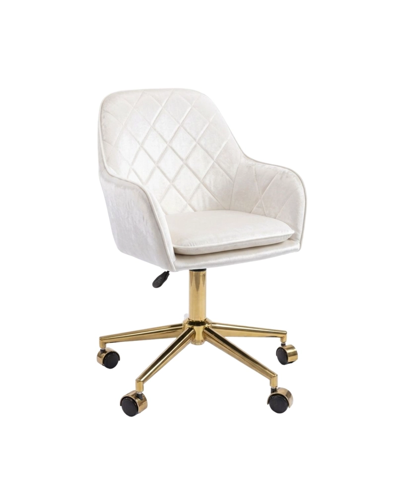 Silla Escritorio Lux Felpa Pedestal Dorado - BEIGE/CRUDO - 1