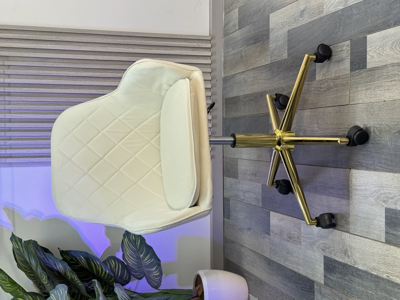 Silla Escritorio Lux Felpa Pedestal Dorado - BEIGE/CRUDO - 2